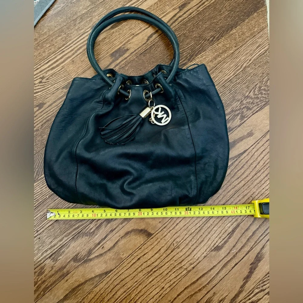 Michael‎ Kors Black Leather Handbag with Gold Accents